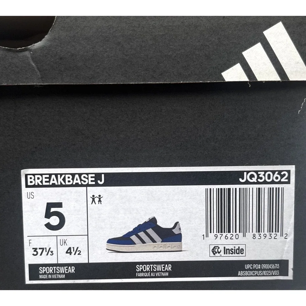 Adidas Youth Big Boys Breakbase J Skate Low Top Sneaker Size 5 Royal Navy Blue